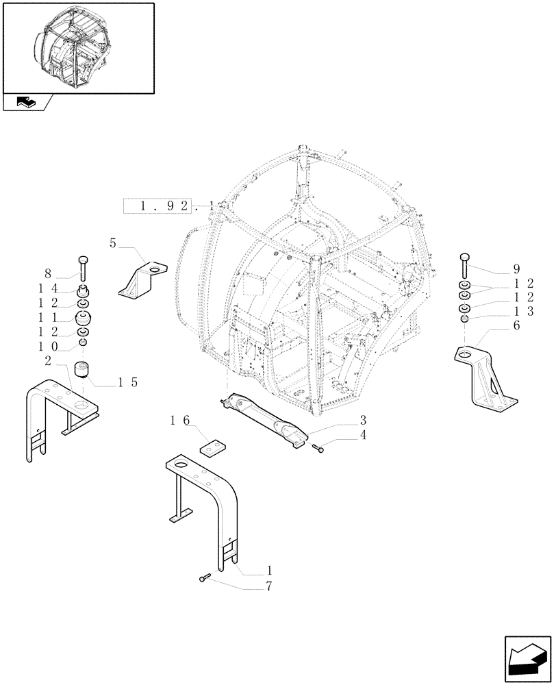Схема запчастей Case IH PUMA 140 - (1.92.6) - CAB SUPPORTS (10) - OPERATORS PLATFORM/CAB