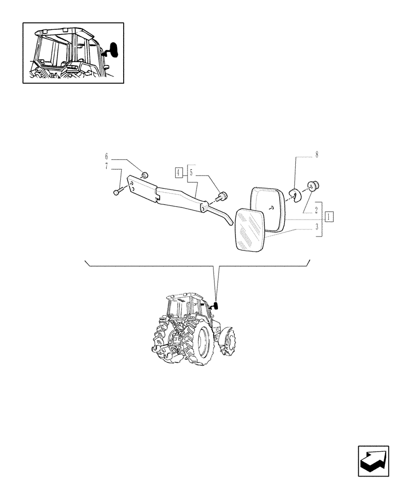 Схема запчастей Case IH MXU100 - (1.93.6/01) - (VAR.879) TELESCOPIC REAR VIEW MIRROR (10) - OPERATORS PLATFORM/CAB