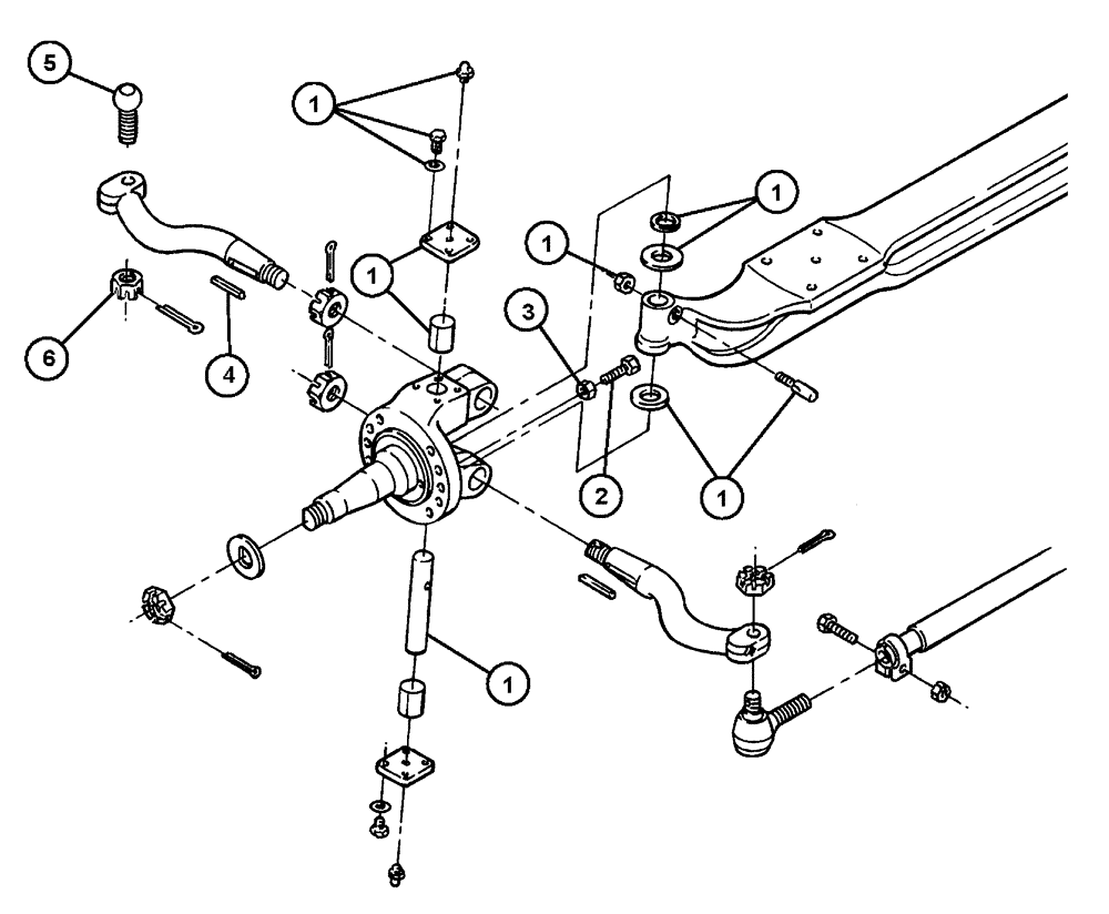 Схема запчастей Case IH FLX4300 - (04-003) - FRONT AXLE GENERAL AND KITS Frame & Suspension