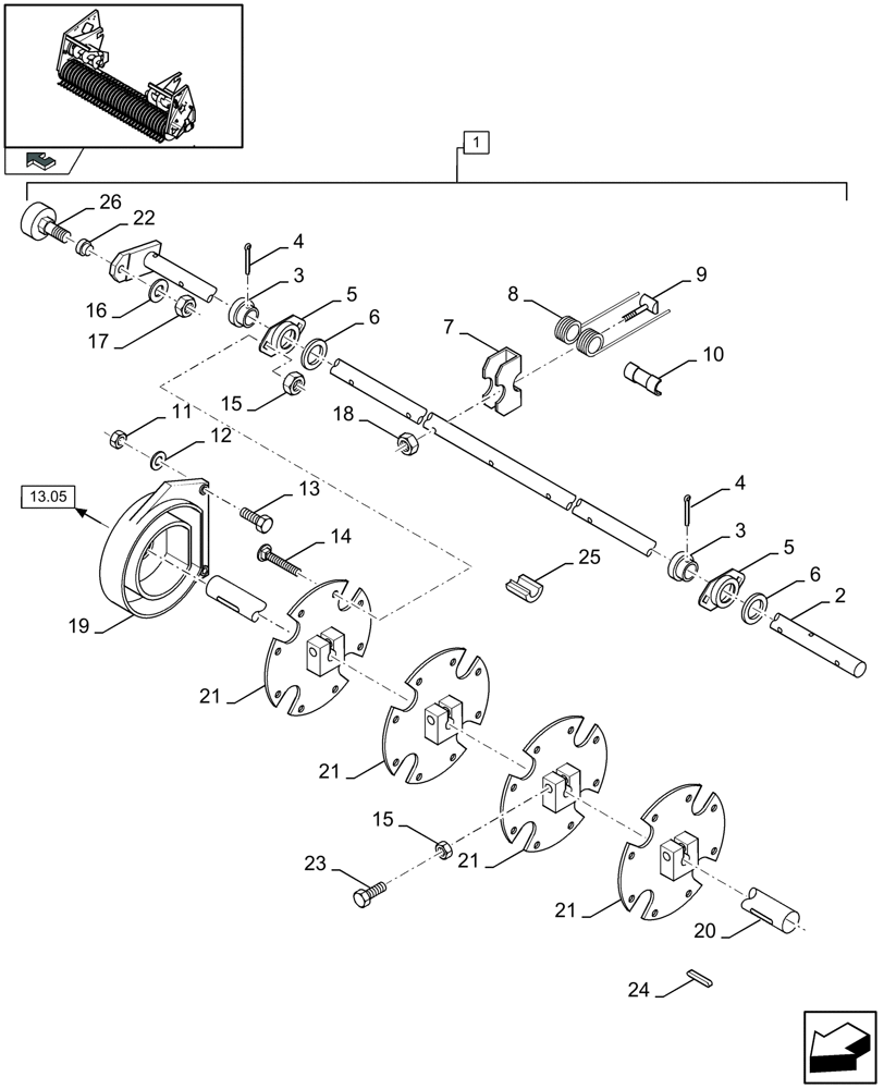 Схема запчастей Case IH LB433S - (13.07[01]) - PICK-UP, REEL (13) - FEEDER