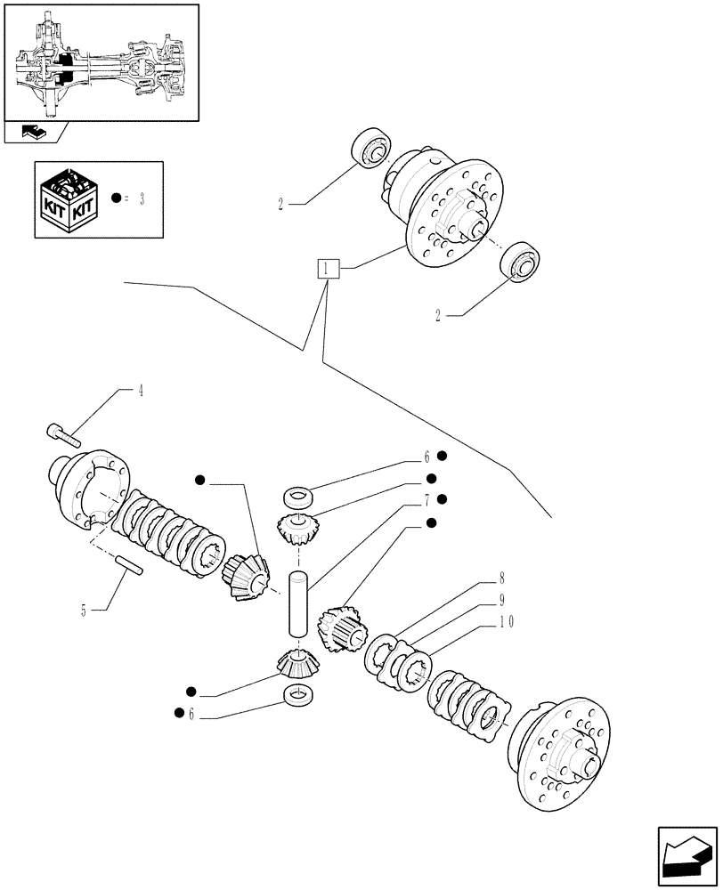 Схема запчастей Case IH FARMALL 90 - (1.40.2/07) - STANDARD FRONT AXLE W/LIMITED SLIP DIFF - DIFFERENTIAL (VAR.335325-743559) (04) - FRONT AXLE & STEERING