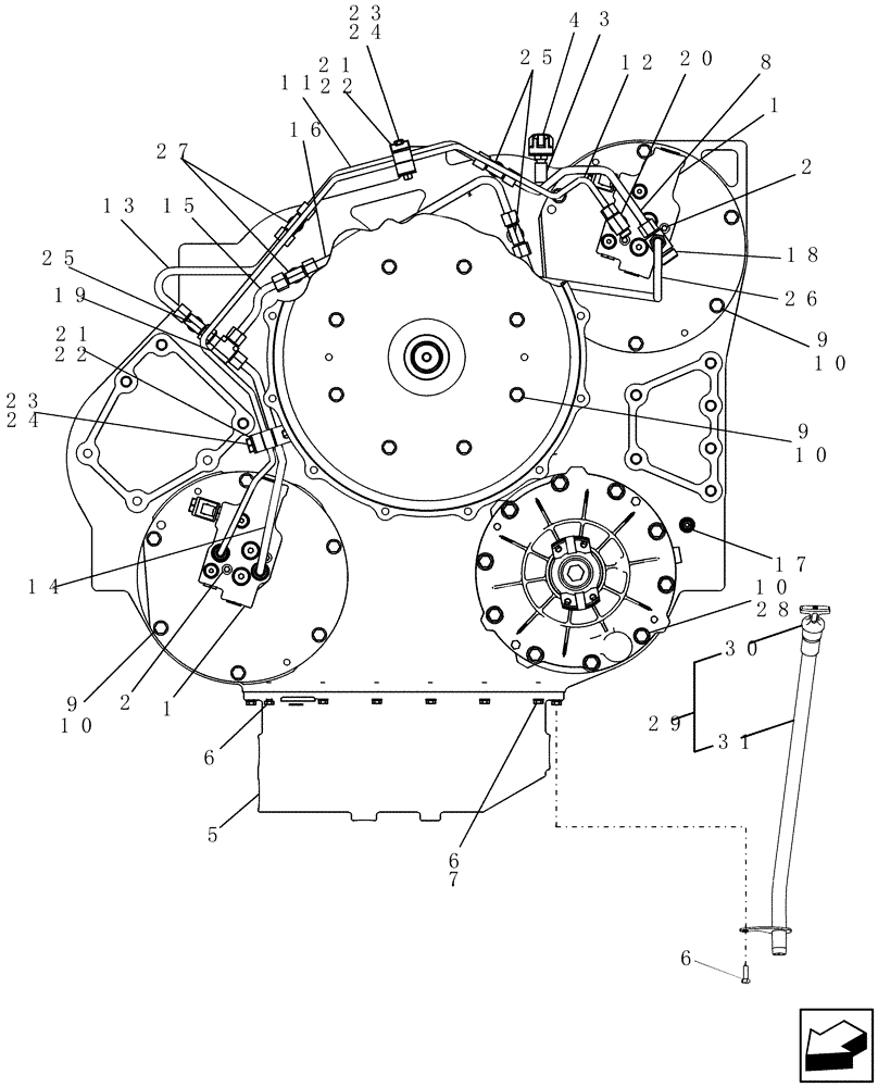 Схема запчастей Case IH 7120 - (35.300.15) - PTO, VALVES & TUBES, ENGINE GEARBOX (35) - HYDRAULIC SYSTEMS