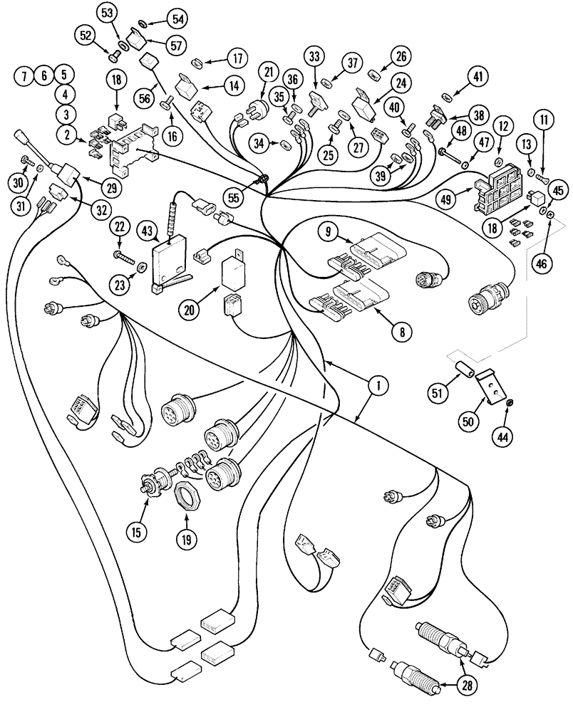 Схема запчастей Case IH 5230 - (4-020) - ELECTRICAL HARNESS, INSTRUMENT PANEL AND CONNECTIONS, JJF1030000- (04) - ELECTRICAL SYSTEMS