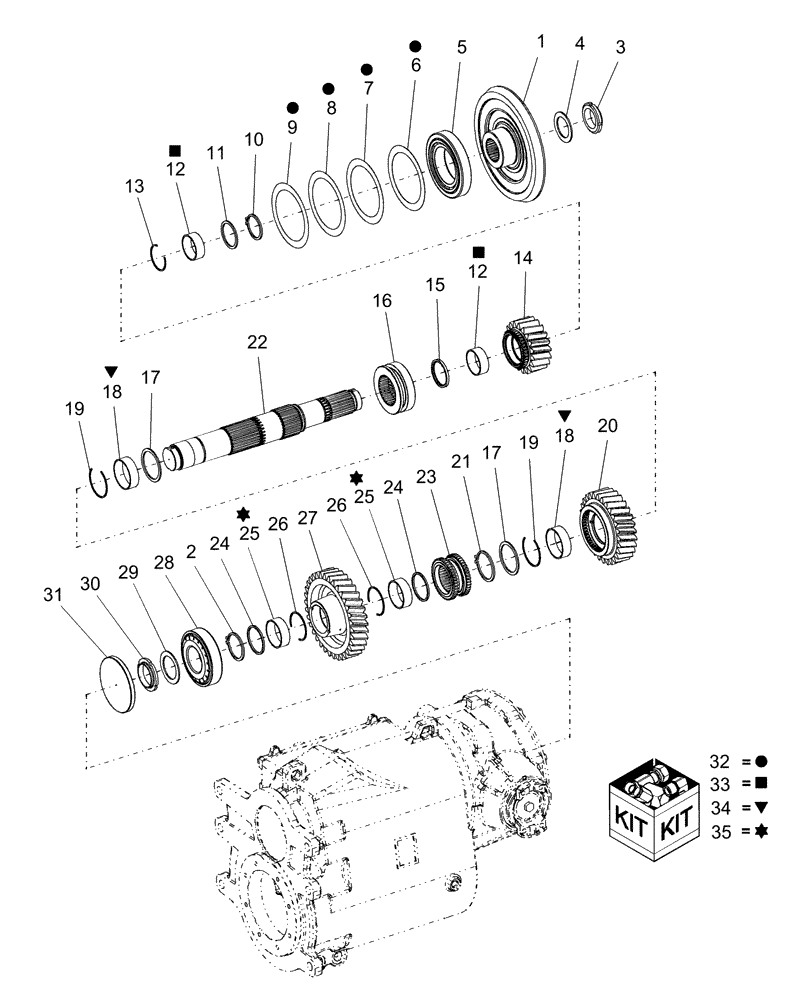 Схема запчастей Case IH AFX8010 - (K.40.C.44[3]) - TRANSFER SHAFT & GEARS, ROTOR GEARBOX K - Crop Processing