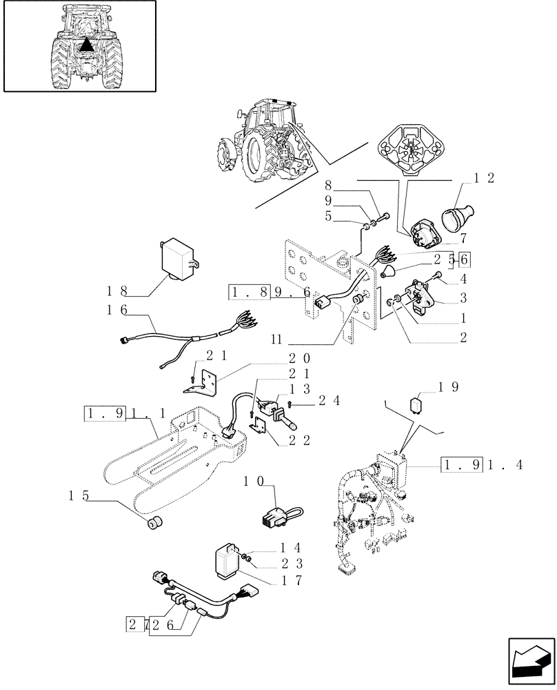 Схема запчастей Case IH JX70U - (1.75.1/01[01]) - (VAR.007) NASO - REAR ELECTRIC PARTS (06) - ELECTRICAL SYSTEMS