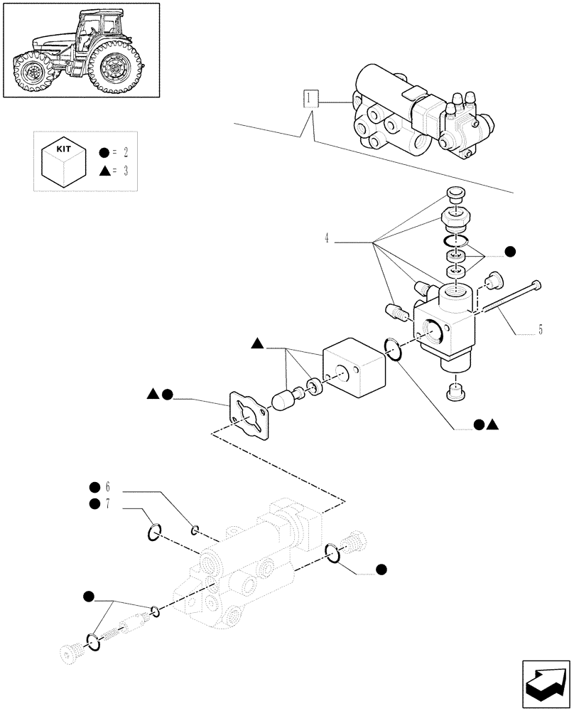 Схема запчастей Case IH MXM155 - (1.82.713/03A) - (VAR.414) TRAILER BRAKE BREAKDOWN VALVE FOR LOAD SENSING CLOSED CENTRE (CCLS) (07) - HYDRAULIC SYSTEM