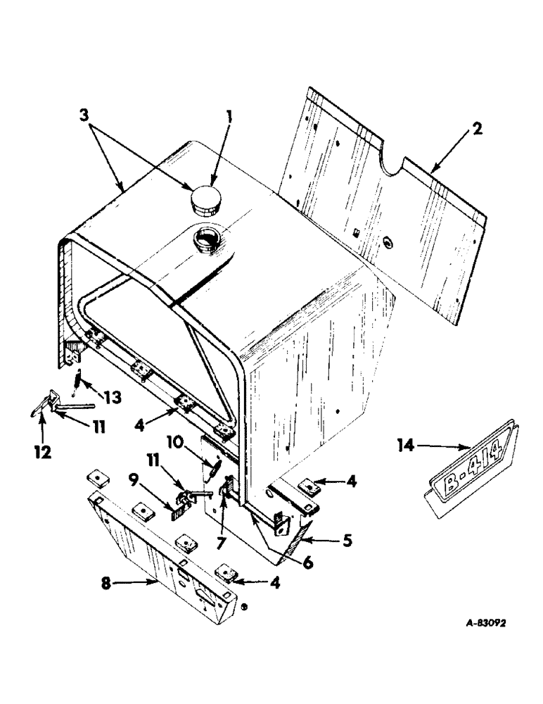 Схема запчастей Case IH B414 - (037) - FUEL SYSTEM, FUEL TANK AND SUPPORTS, CARBURETED ENGINE TRACTORS (02) - FUEL SYSTEM