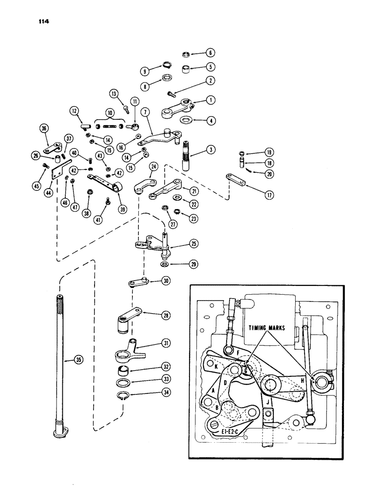 Схема запчастей Case IH 1030 - (114) - DRAFT-O-MATIC UPPER SENSING LINKAGE (06) - POWER TRAIN