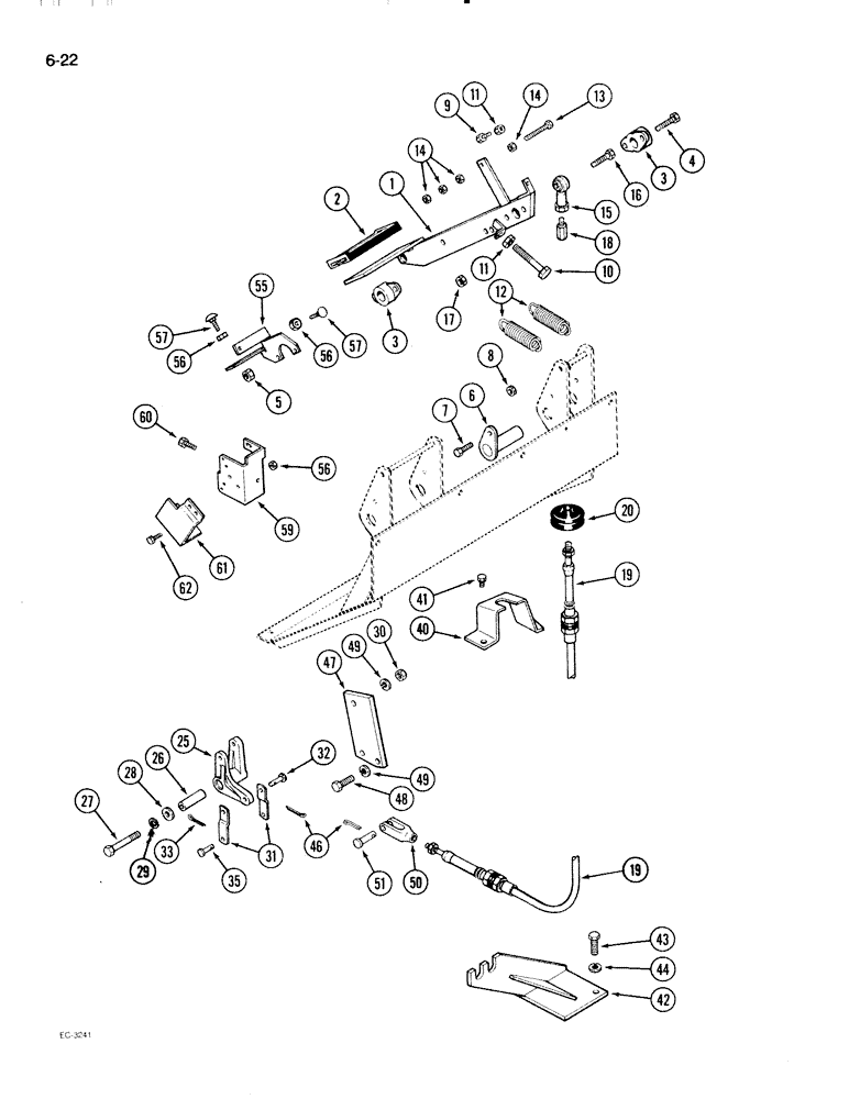 Схема запчастей Case IH 2096 - (6-022) - POWER SHIFT TRANSMISSION, CLUTCH FOOT PEDAL LINKAGE (06) - POWER TRAIN
