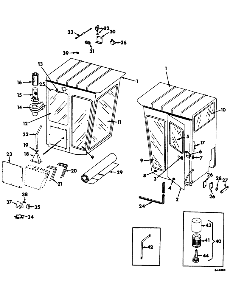 Схема запчастей Case IH 303 - (232) - OPERATORS CAB, 37-3/4 IN. WITH REAR, SIDE MOUNTED AIR FILTER (90) - PLATFORM, CAB, BODYWORK AND DECALS