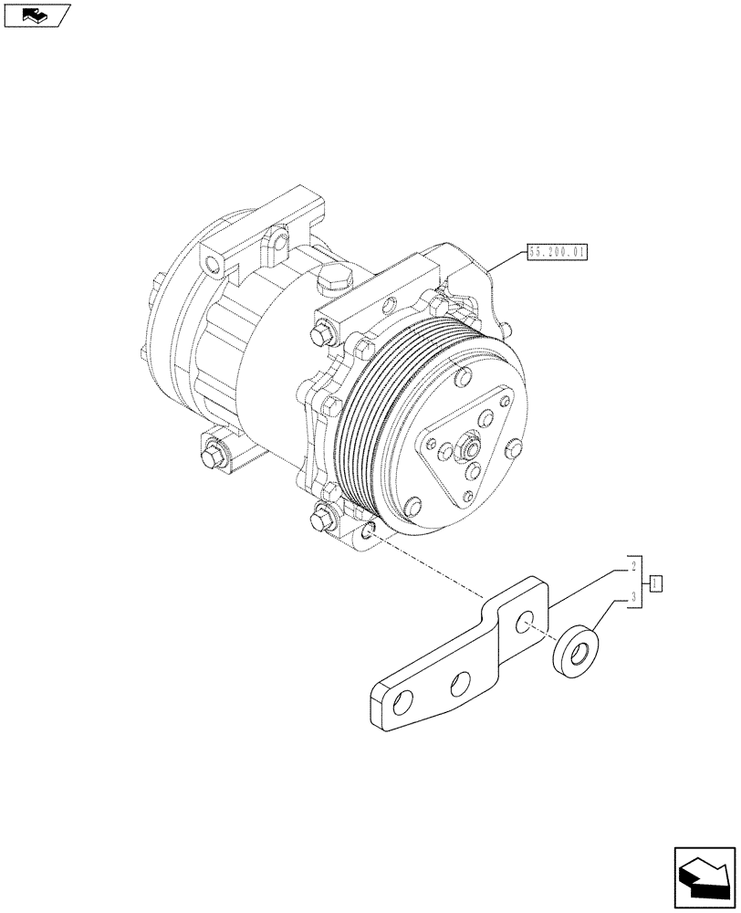 Схема запчастей Case IH F4HFE613T A005 - (55.301.02) - ALTERNATOR SUPPORT (504377112) (55) - ELECTRICAL SYSTEMS