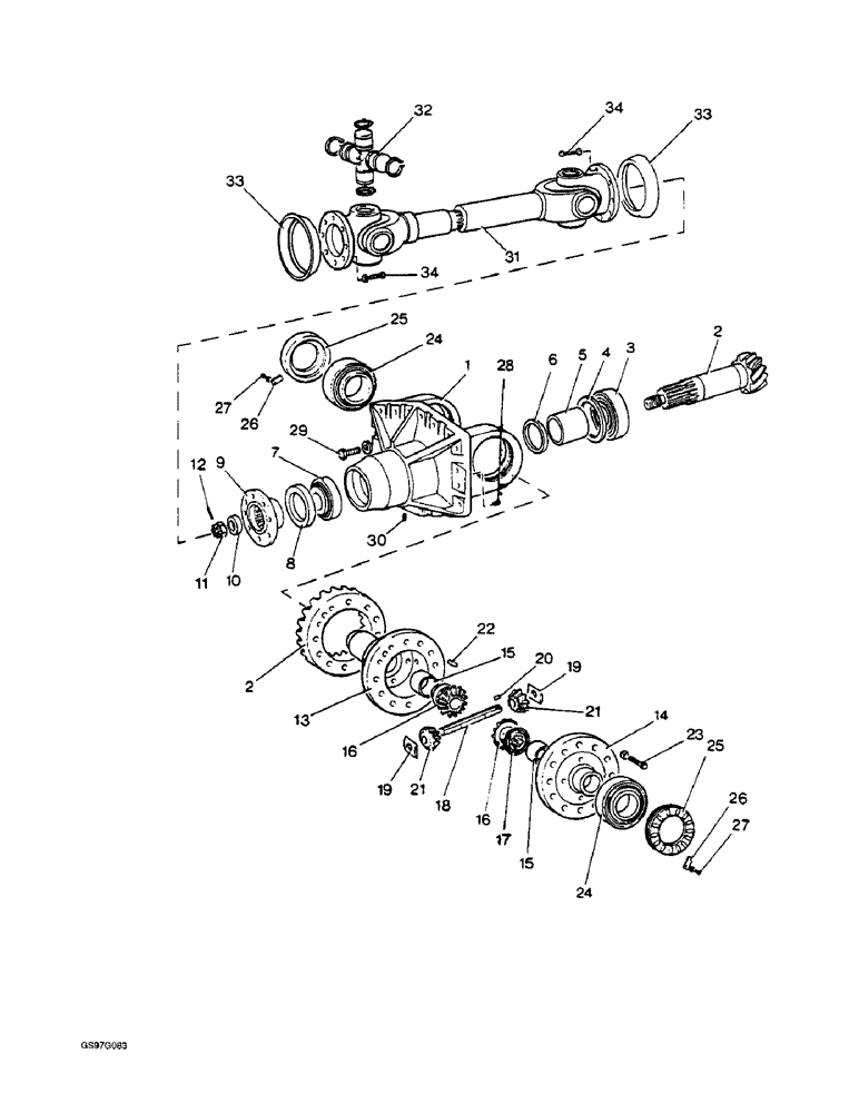 Схема запчастей Case IH 1210 - (5-40) - FINAL DRIVESHAFT AND REDUCTION HOUSING, 1210, 1210Q, 1210G AND 1210SK FOUR-WHEEL DRIVE TRACTORS (05) - STEERING
