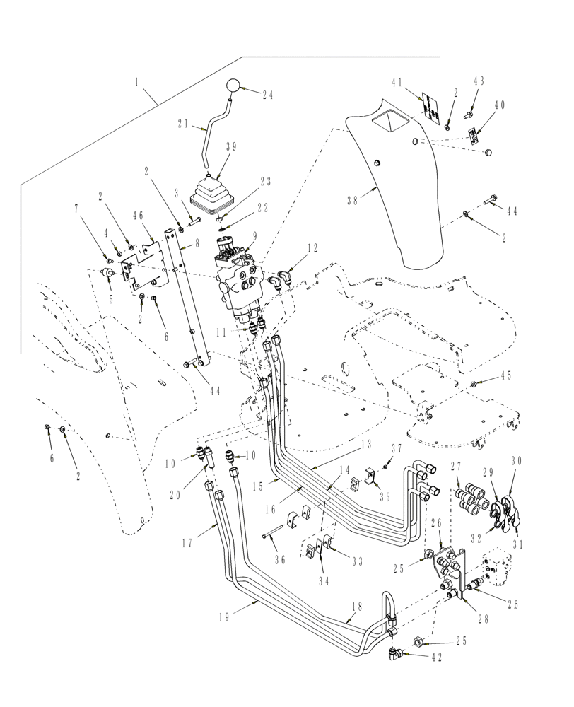 Схема запчастей Case IH LX114 - (004) - MID-MOUNT HYDRAULIC CONTROL VALVE KIT 