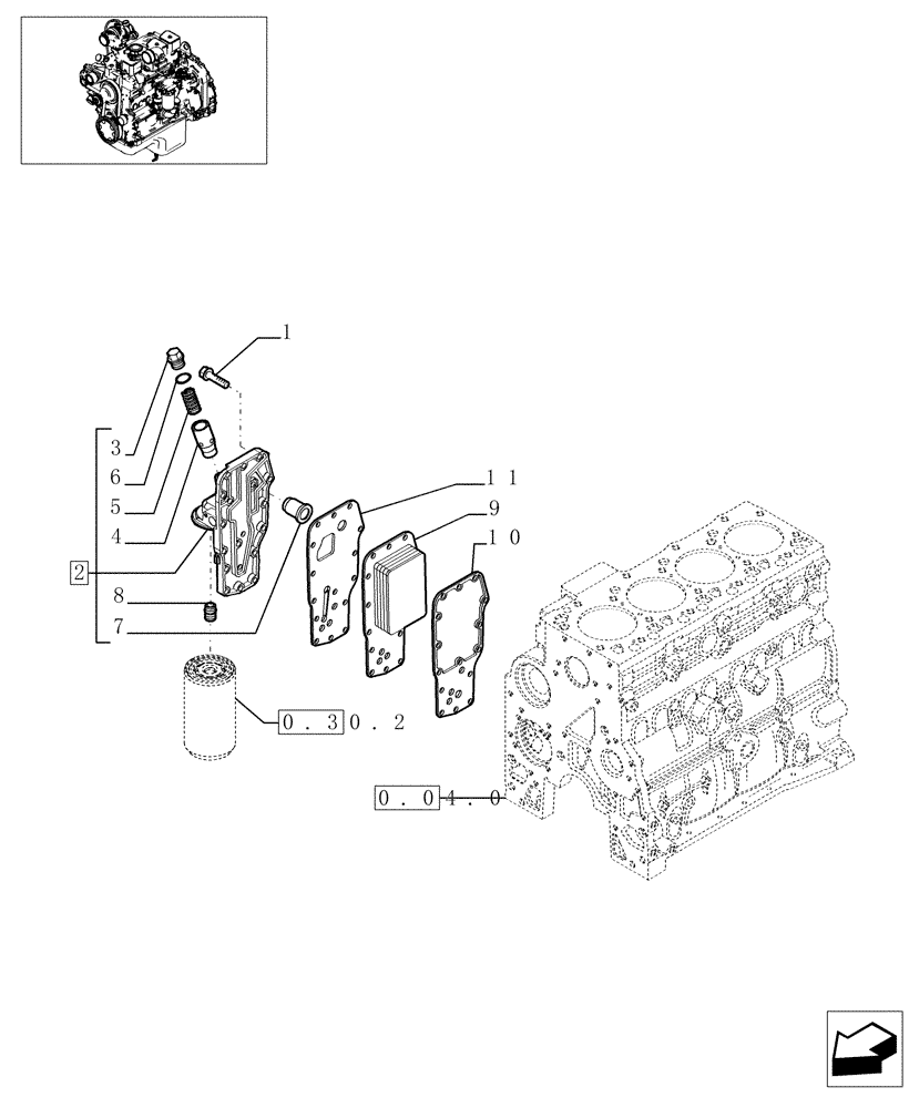 Схема запчастей Case IH PX110 - (0.31.5[01]) - HEAT EXCHANGER - ENGINE (4896803) (02) - ENGINE