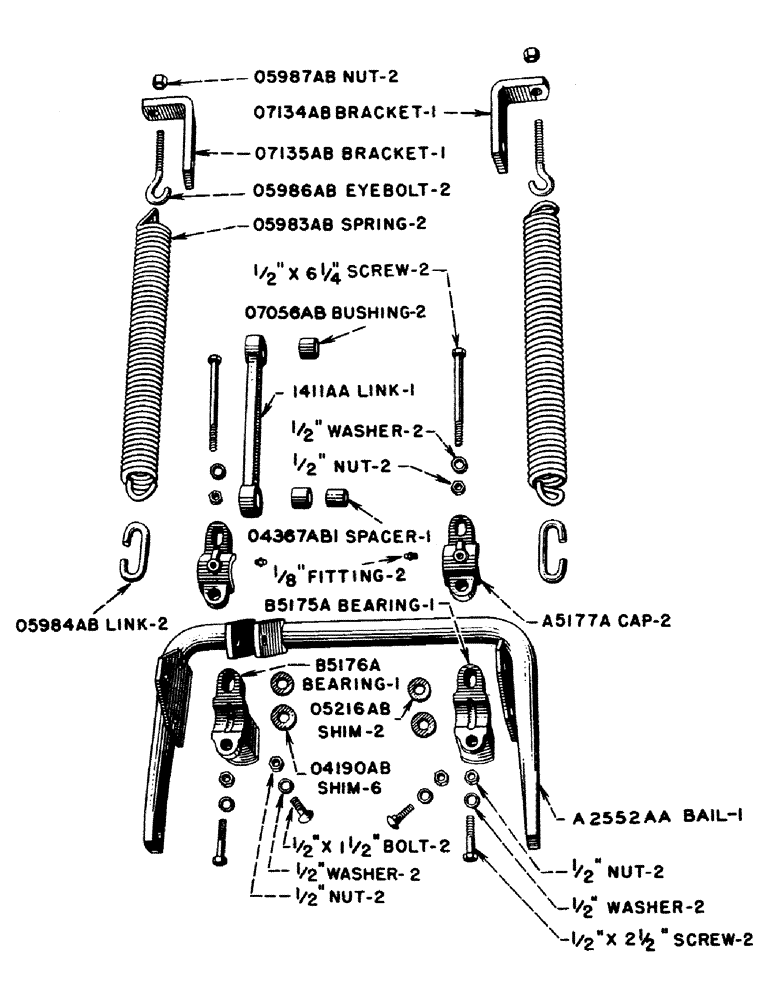 Схема запчастей Case IH SO-SERIES - (132) - RAISING BAIL, FOR SC AND SO TRACTORS (06) - POWER TRAIN