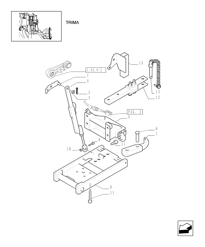 Схема запчастей Case IH JX1075C - (1.89.3/13[02]) - (VAR.929) PICK UP HITCH AND DRAW BAR (TRIMA) - BRACKET, TIE-ROD AND SUPPORT (09) - IMPLEMENT LIFT