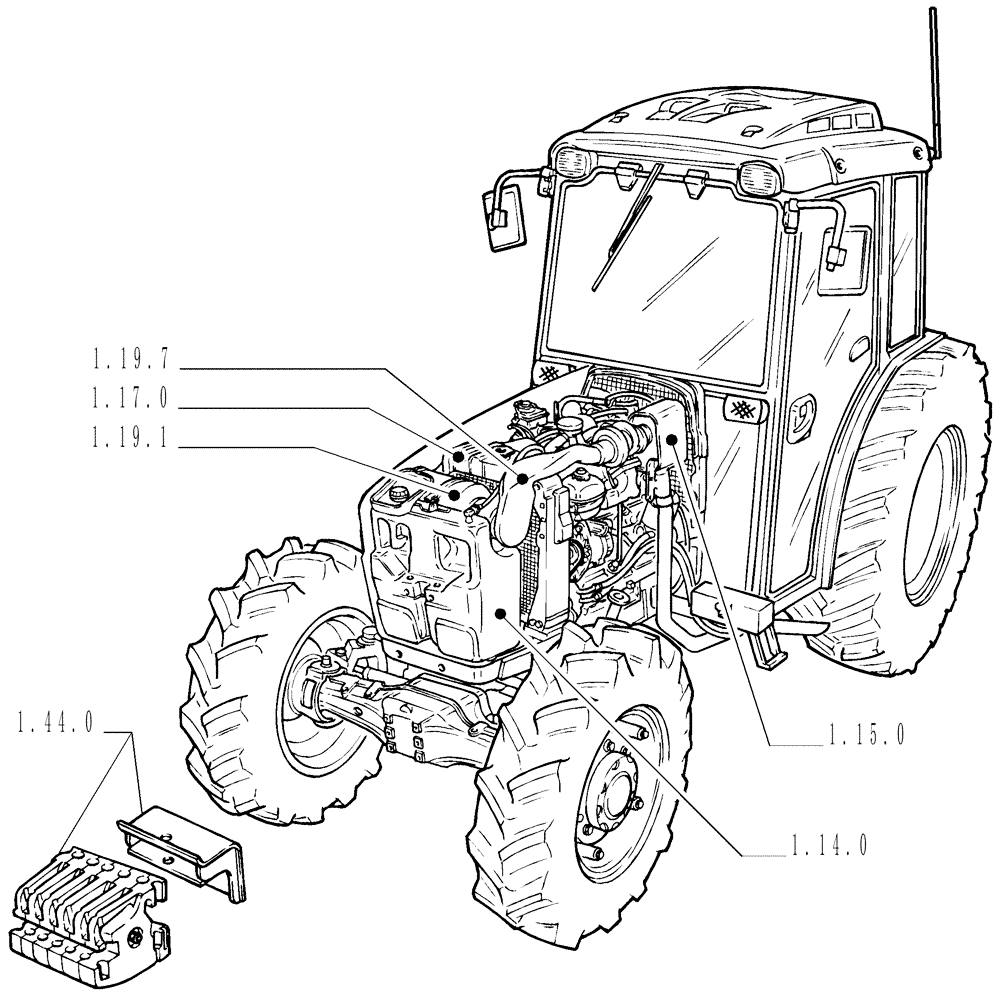 Схема запчастей Case IH JX1070N - (SEC. 02) - ENGINE EQUIP. (00) - GENERAL