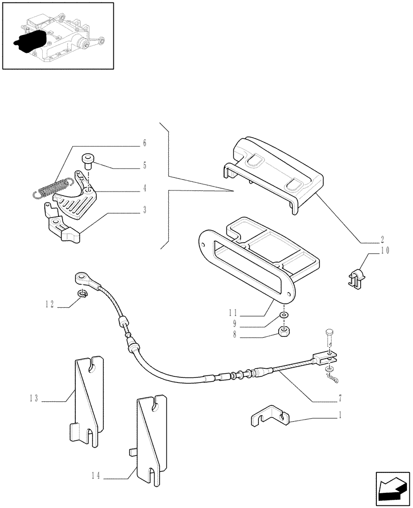 Схема запчастей Case IH JX95 - (1.82.5[03A]) - LIFT CONTROLS - LEVERS AND FLEXIBLE CABLE - D6492 (07) - HYDRAULIC SYSTEM