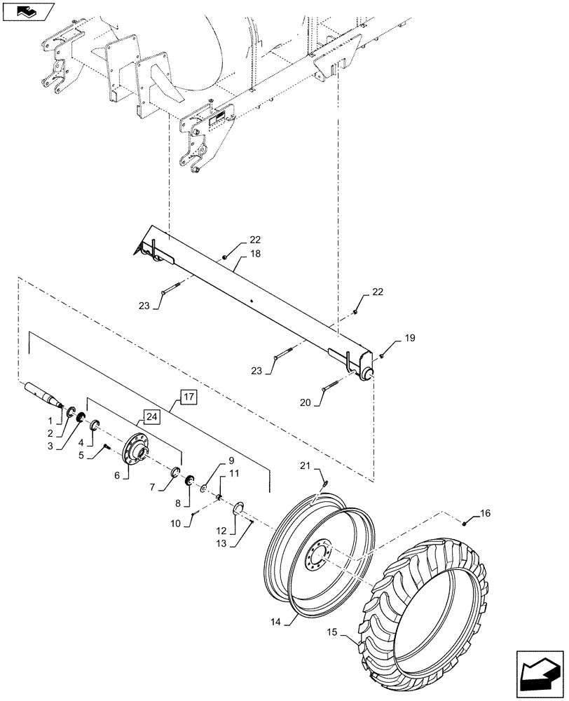 Схема запчастей Case IH 920 - (44.100.01) - TANK FRAME WHEEL ASSY (44) - WHEELS