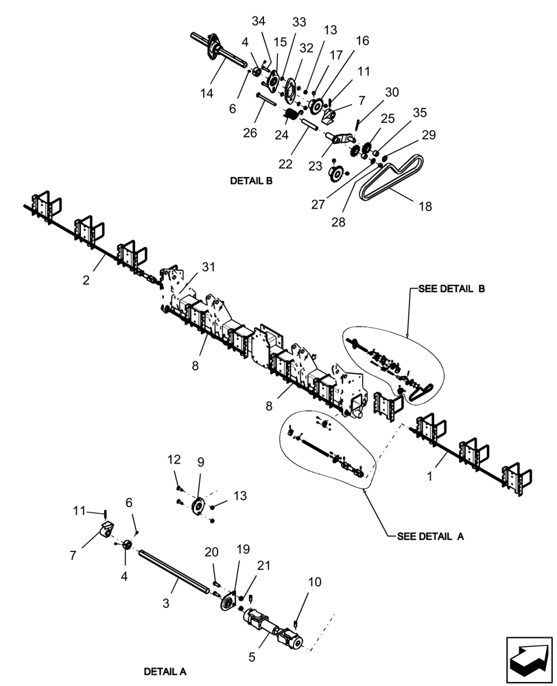 Схема запчастей Case IH 1250 - (75.300.05) - DRIVELINE - 12 ROW MECHANICAL DRIVE (75) - SOIL PREPARATION
