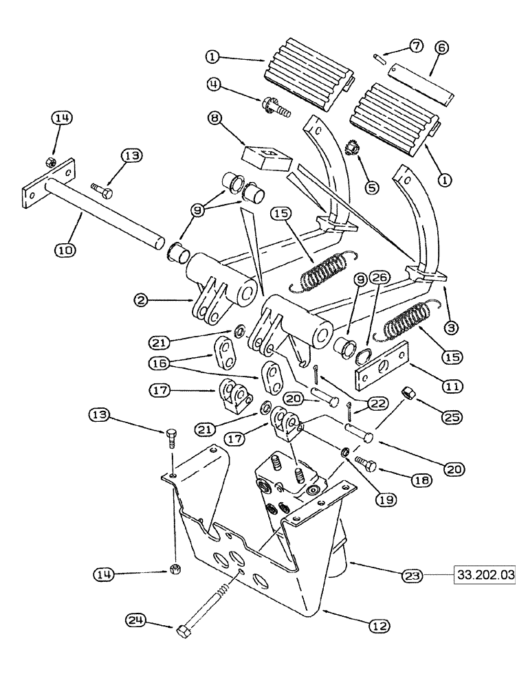 Схема запчастей Case IH 625 - (33.202.01) - MASTER BRAKE CONTROLS (33) - BRAKES & CONTROLS