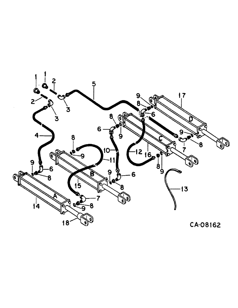 Схема запчастей Case IH 365 - (D-24) - HYDRAULIC CYLINDERS & CONNECTIONS DEPTH CONTROL, FOR FOLDING (08) - HYDRAULICS