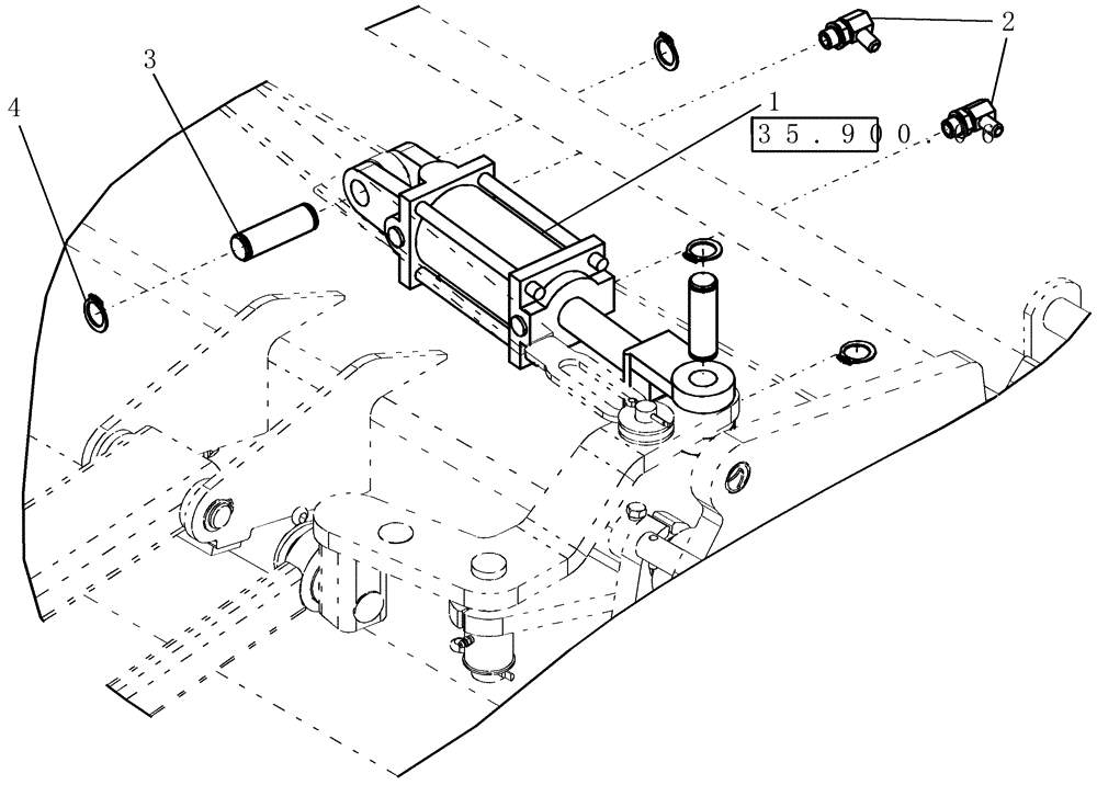 Схема запчастей Case IH 700 - (35.900.11) - CYLINDER, LOCKING CASTER (35) - HYDRAULIC SYSTEMS