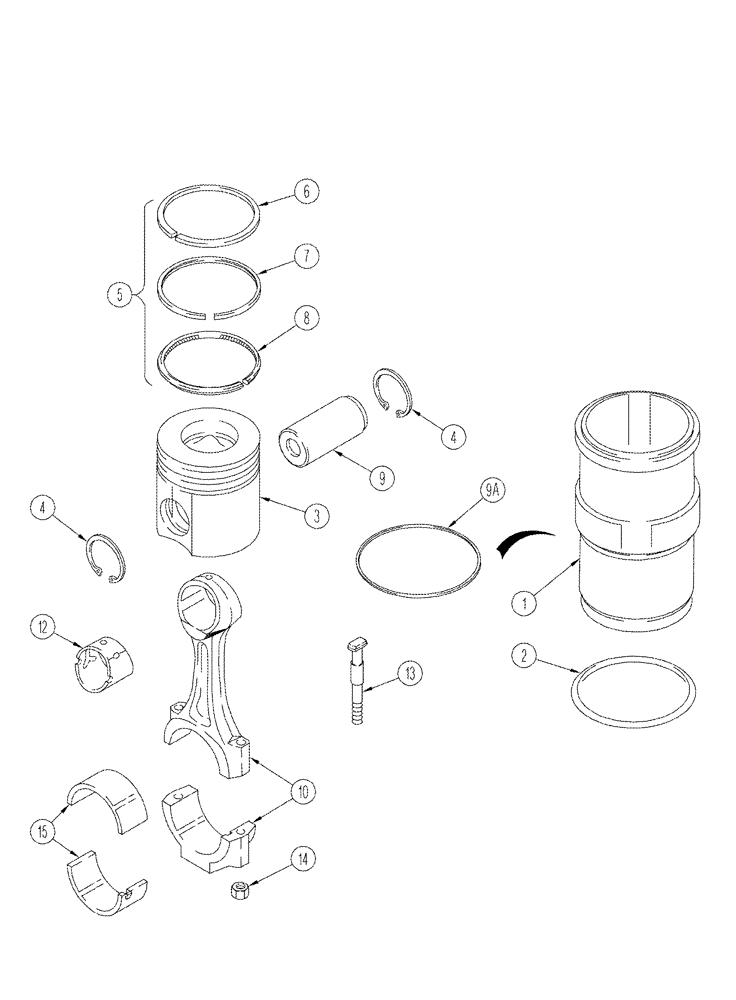 Схема запчастей Case IH CPX620 - (02-36) - PISTONS CONNECTING RODS - BSN Y6T011701 (01) - ENGINE