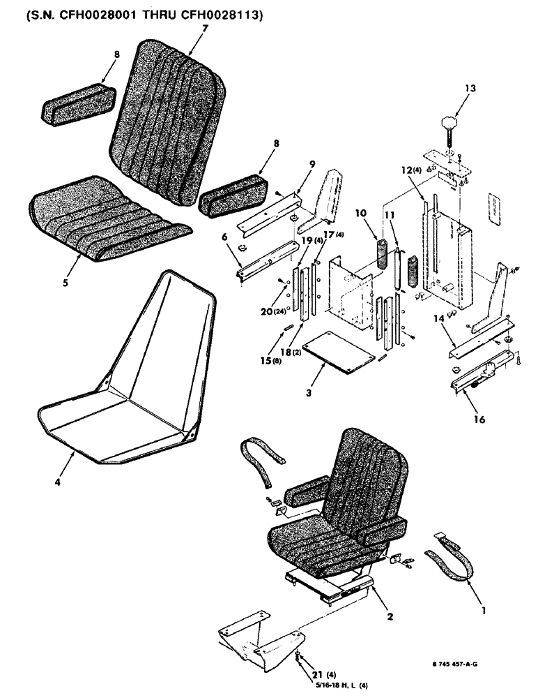 Схема запчастей Case IH 8830 - (7-24) - SEAT ASSEMBLY, SERIAL NUMBER CFH0028001 THRU CFH0028113 (09) - CHASSIS