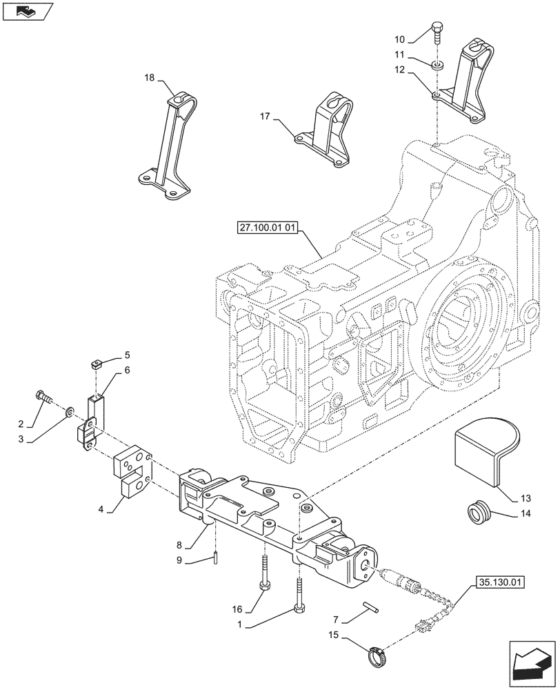 Схема запчастей Case IH PUMA 160 - (35.120.01) - 3 POINT HITCH - SUPPORT (35) - HYDRAULIC SYSTEMS