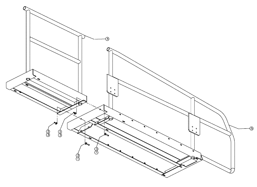 Схема запчастей Case IH FLX4300 - (04-012) - SPLIT WALKWAY ASSEMBLY Frame & Suspension