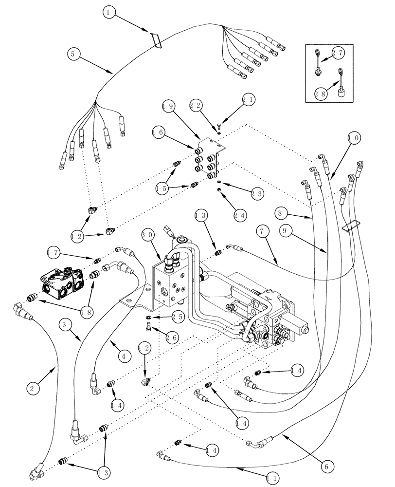 Схема запчастей Case IH L705 - (08-19) - HYDRAULICS EXTERNAL VALVE 3 Function With Self Leveling (08) - HYDRAULICS
