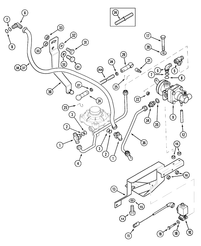Схема запчастей Case IH MX150 - (07-08) - TRAILER BRAKE - PNEUMATIC PIPING (33) - BRAKES & CONTROLS