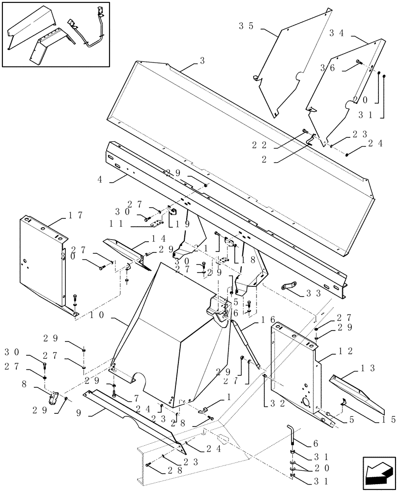 Схема запчастей Case IH LBX331S - (08.001[01]) - PROTECTIONS FLYWHEEL (08) - SHEET METAL/DECALS