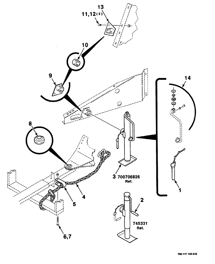 Схема запчастей Case IH 8420 - (07-02) - JACK AND TOW CHAIN ASSEMBLY (SAFETY) (12) - MAIN FRAME
