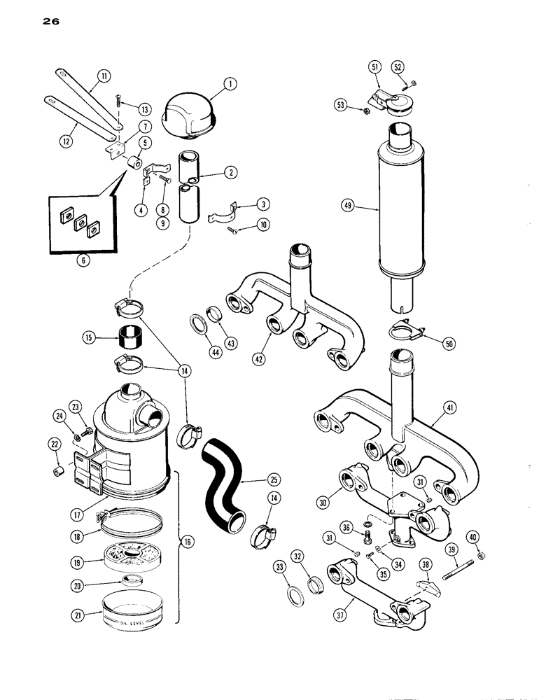 Схема запчастей Case IH A284 - (26) - AIR CLEANER / INTAKE & EXHAUST MANIFOLD / MUFFLER (OPTIONAL), SPARK IGNITION ENGINE 