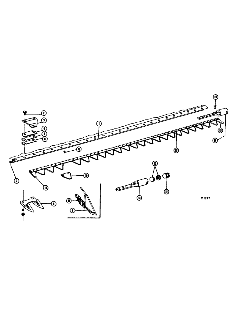 Схема запчастей Case IH 1060 - (058) - SICKLE AND CUTTER BAR, 16 FOOT, 18 FOOT, BEFORE SERIAL NUMBER 8334601 (58) - ATTACHMENTS/HEADERS