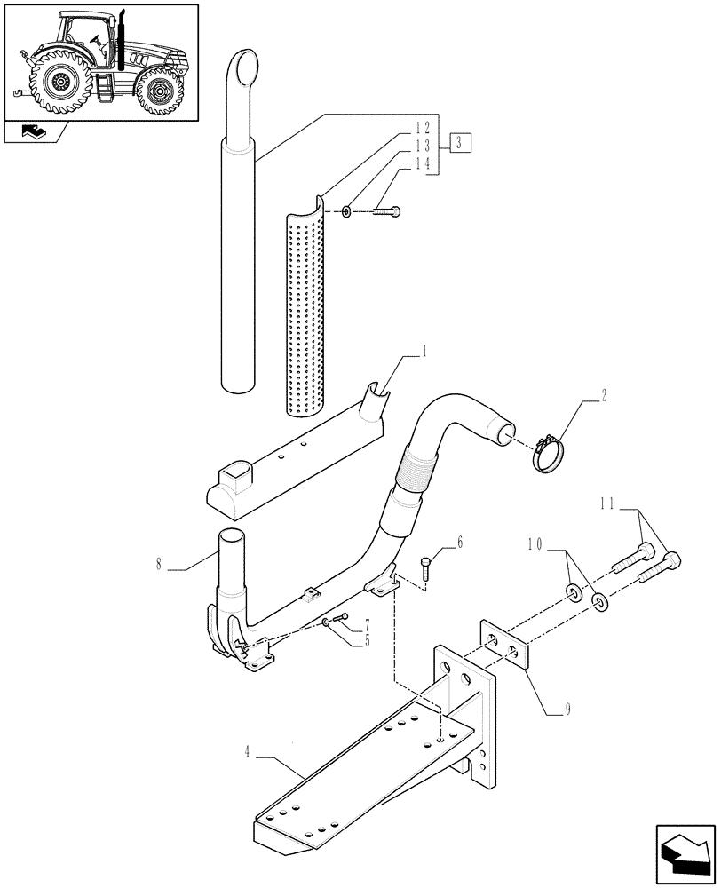 Схема запчастей Case IH PUMA 140 - (1.15.1) - SILENCER (02) - ENGINE EQUIPMENT