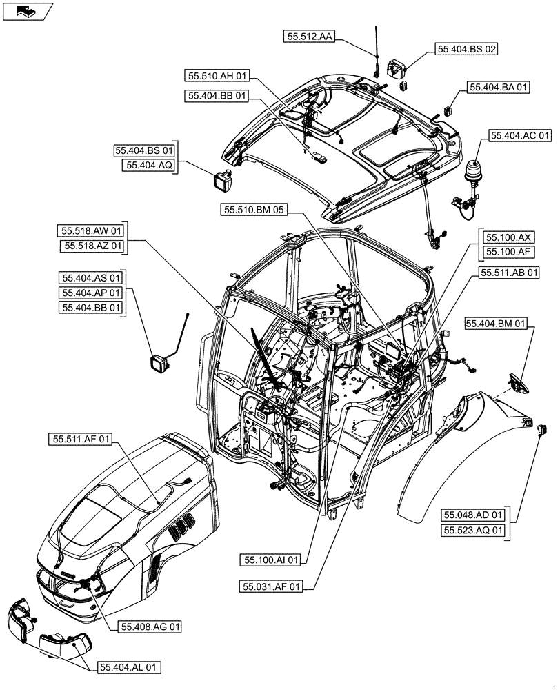 Схема запчастей Case IH FARMALL 115U - (55.000.00[03]) - SECTION INDEX - ELECTRICAL SYSTEMS (55) - ELECTRICAL SYSTEMS