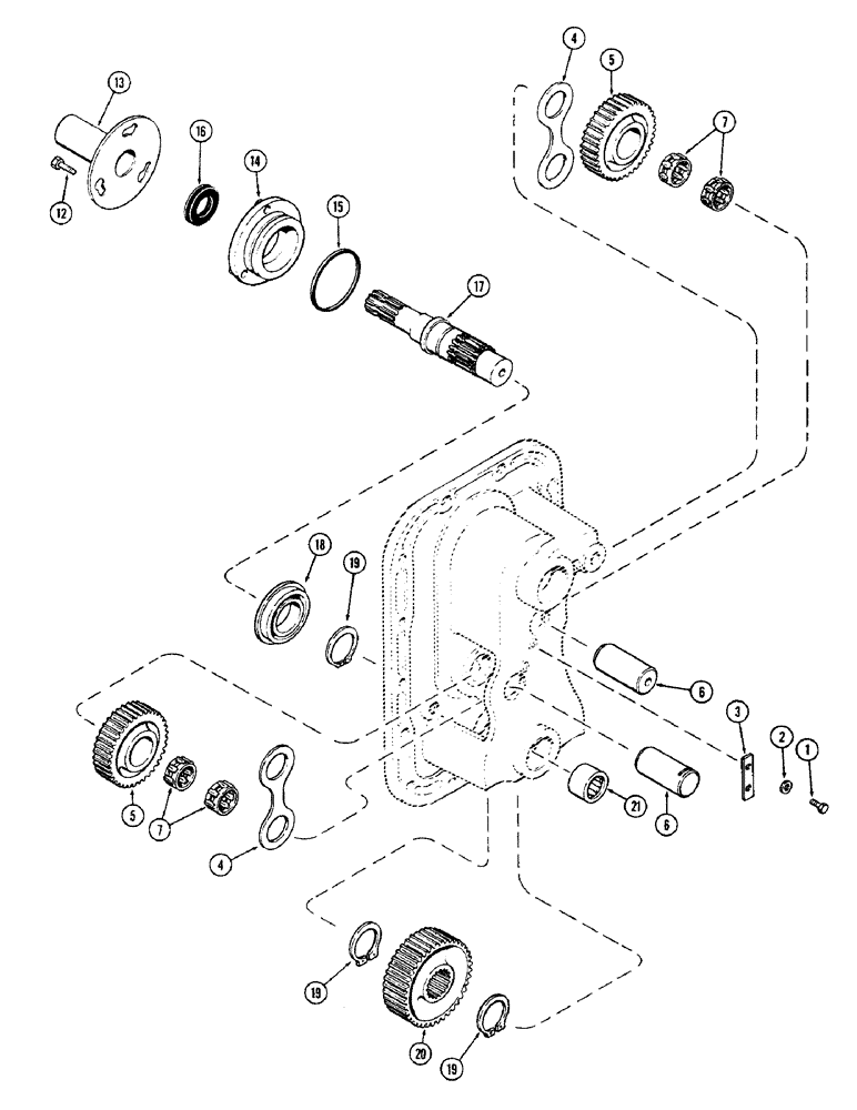 Схема запчастей Case IH 1370 - (164) - P.T.O. IDLERS AND OUTPUT SHAFT (06) - POWER TRAIN