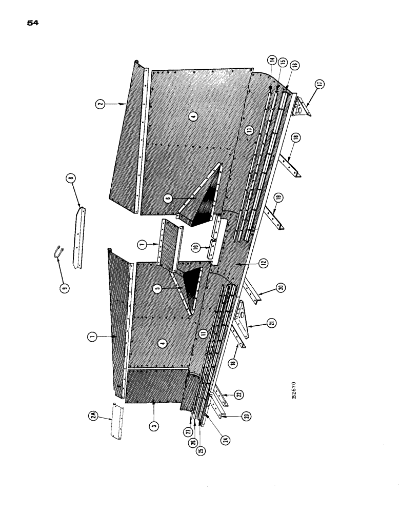 Схема запчастей Case IH 1660 - (054) - HEADER AUGER TROUGH, 16 FT., 19 FT., 20 FT. (58) - ATTACHMENTS/HEADERS