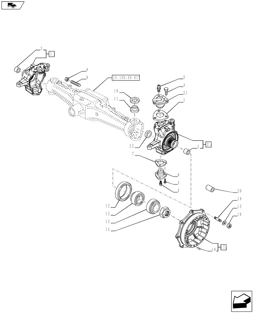 Схема запчастей Case IH PUMA 200 - (25.108.01) - WHEEL HUB AND STEERING KNUCKLE (STD+VAR.720463) (25) - FRONT AXLE SYSTEM