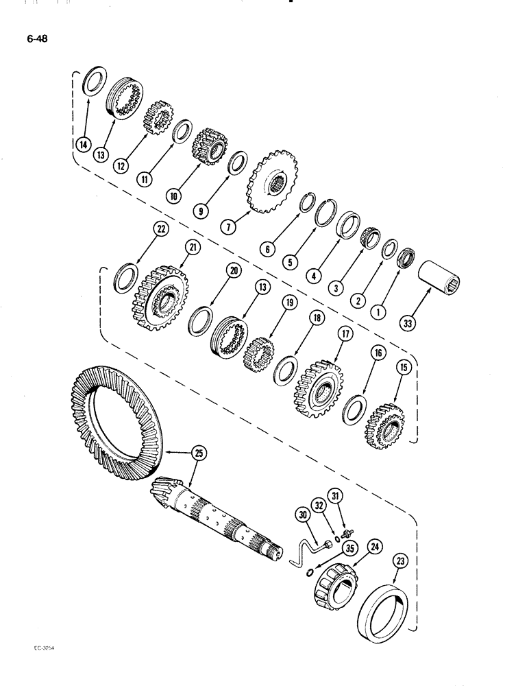 Схема запчастей Case IH 2096 - (6-048) - TRANSMISSION COUNTERSHAFT (06) - POWER TRAIN