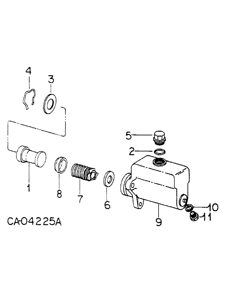 Схема запчастей Case IH 4366 - (04-11) - BRAKES, MASTER BRAKE CYLINDER, 4386 TRACTORS WITH SERIAL NO. 1500 AND BELOW, ALL 4366 TRACTORS (5.1) - BRAKES