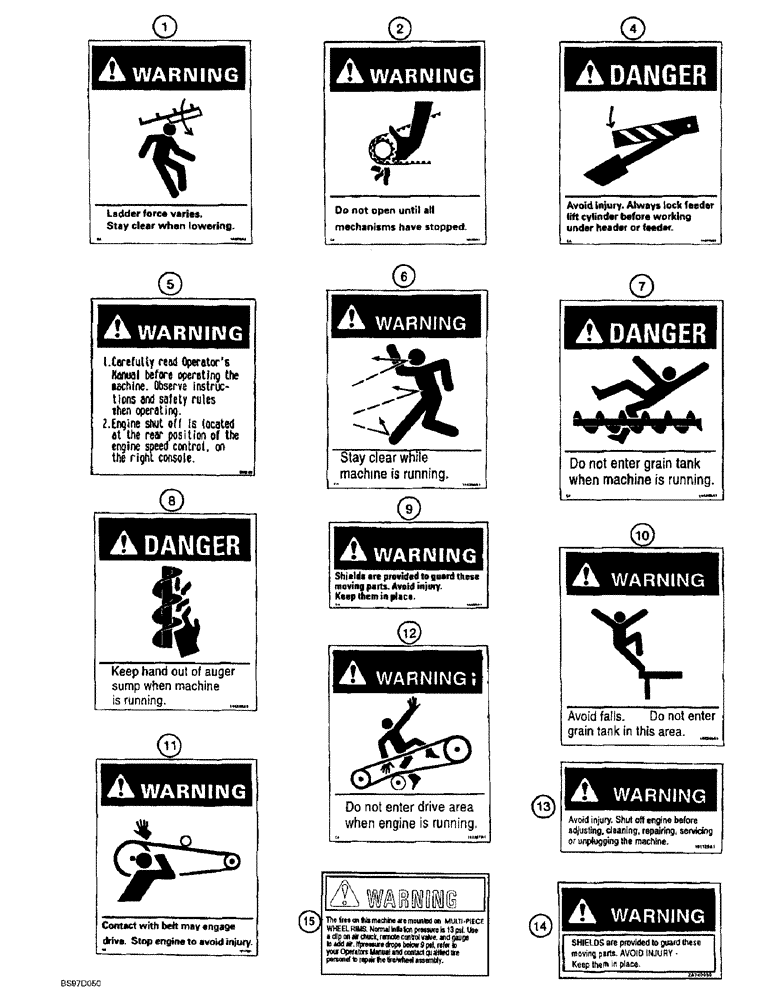 Схема запчастей Case IH 2188 - (9H-38) - 144370A1 DECALS, WARNING AND DANGER (12) - CHASSIS