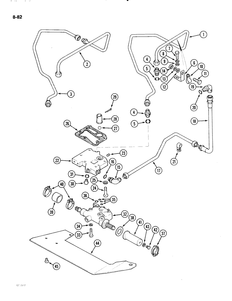 Схема запчастей Case IH 2096 - (8-082) - HITCH CONTROL VALVE, MANIFOLD AND TUBES (08) - HYDRAULICS