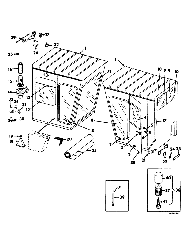 Схема запчастей Case IH 303 - (236) - OPERATORS CAB, 45 IN. WIDE WITH REAR, SIDE MOUNTED AIR FILTER (90) - PLATFORM, CAB, BODYWORK AND DECALS