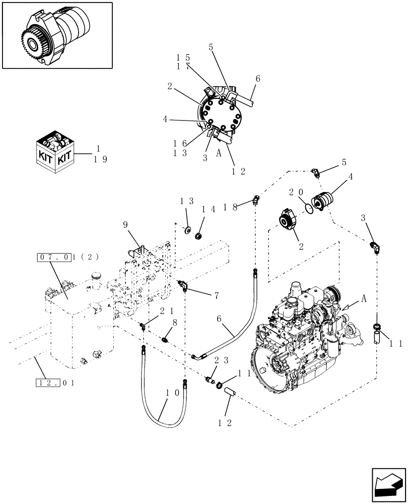 Схема запчастей Case IH WD1203 - (18.17) - DIA. AUXILIARY ENGINE-MOUNTED HYDRAULIC DRIVE KIT (18) - ACCESSORIES
