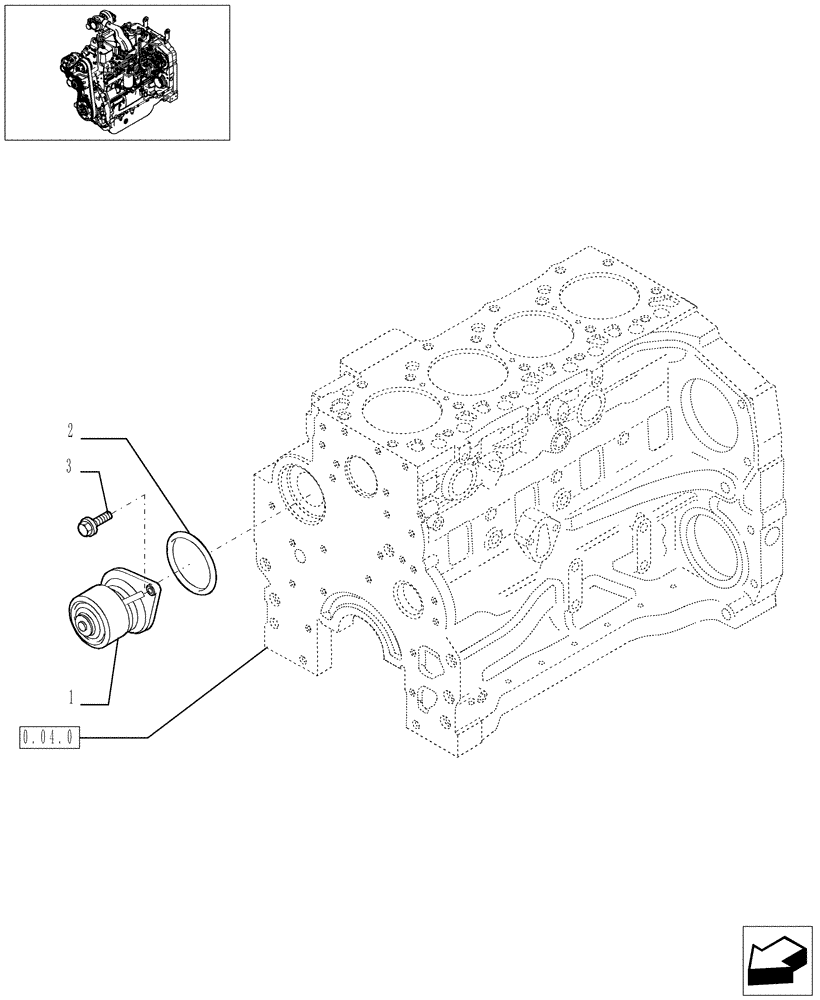 Схема запчастей Case IH JX1085C - (0.32.0) - WATER PUMP (01) - ENGINE