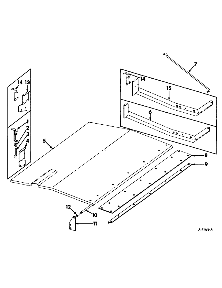 Схема запчастей Case IH 403 - (399) - ENGINE COVER, LATCH AND SUPPORT, FOR C-263 ENGINE, COMBINE SERIAL NO. 7223 AND BELOW (90) - PLATFORM, CAB, BODYWORK AND DECALS